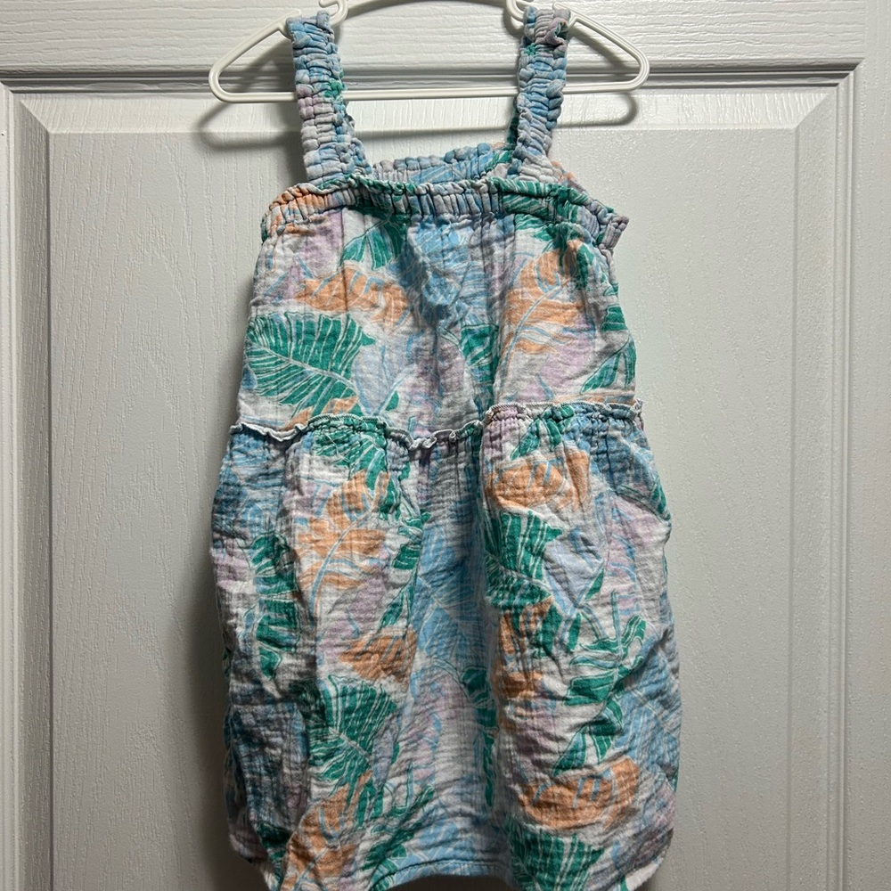 Cat & Jack Tropical Leaf Sundress - Green & Peach